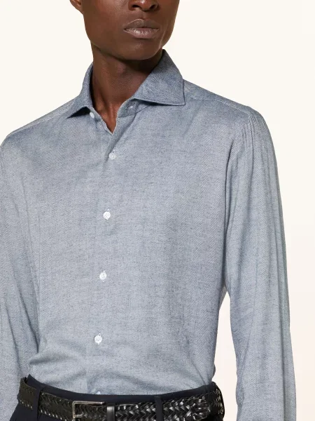 Barba Napoli Koszula O Kroju Slim Fit blau granatowa