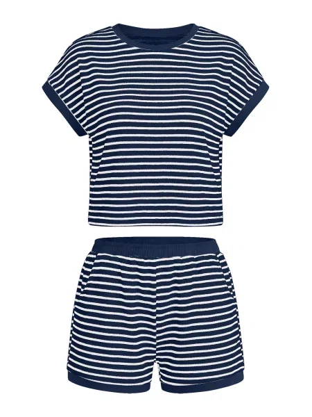 Imily Bela Costum cu pantaloni bleumarin alb