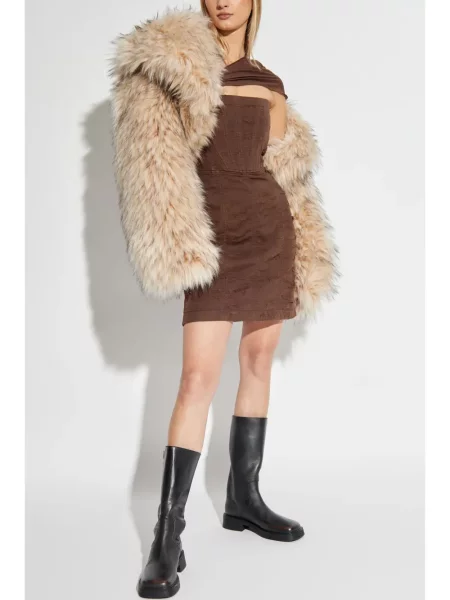 Kostiumas mini mini suknelė Dsquared2 vieno peties ruda