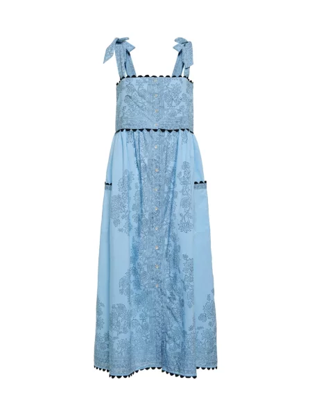 Sukienka midi Juliet Dunn w kwiatki z nadrukiem do kolan niebieska