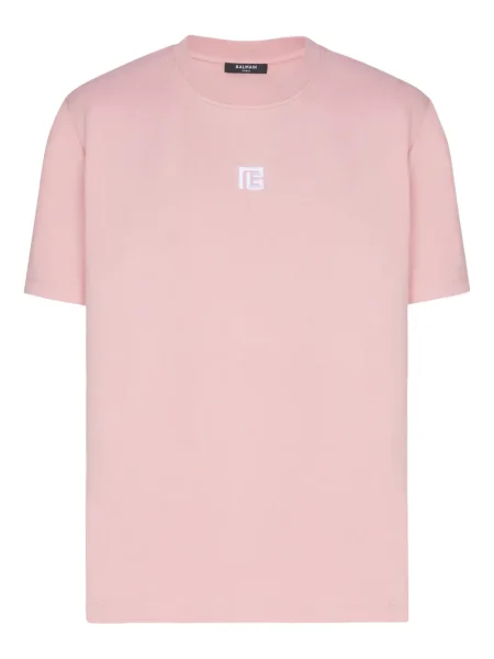 Tricou Balmain cu broderie roz