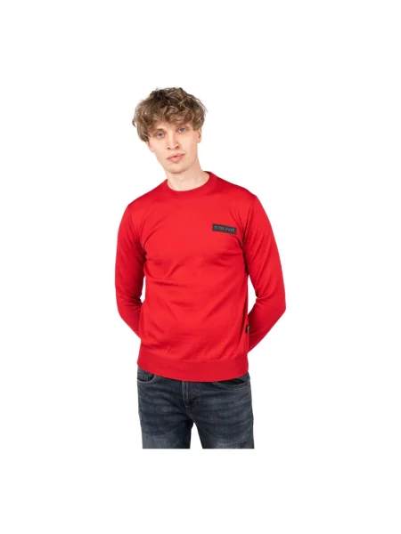 Sweter Plein Sport z wełny merino czerwony