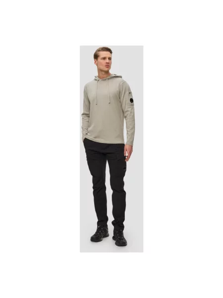 Lniana bluza z kapturem C.p. Company z kapturem szara