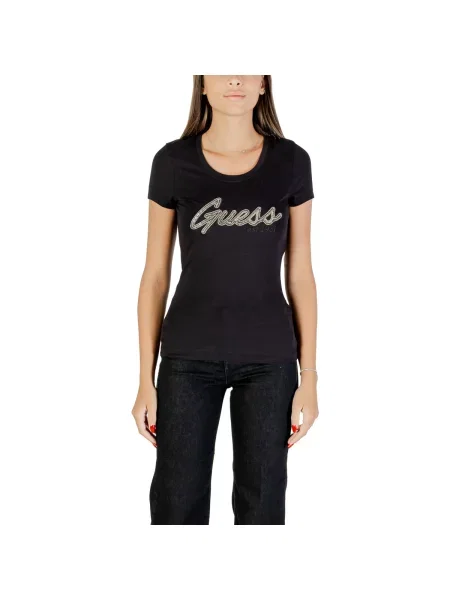 Tričko GUESS Ss Logo Hot Fix Tee Black XS černé