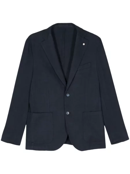 Sacou Luigi Bianchi Mantova cu model herringbone albastru