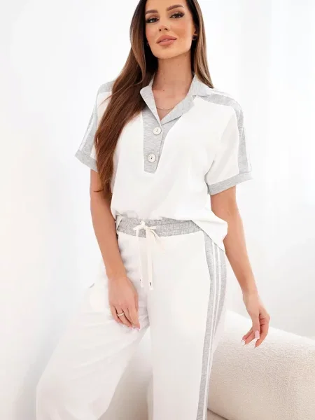 Tricou polo Kesi Włoski cu picior lat alb