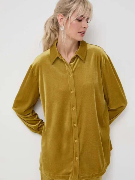 Max Mara Leisure koszula regular z kołnierzykiem klasycznym żółty