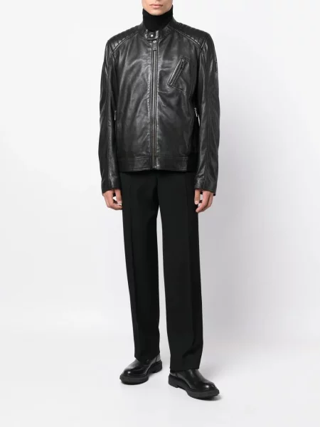Długa kurtka skórzana Belstaff czarna