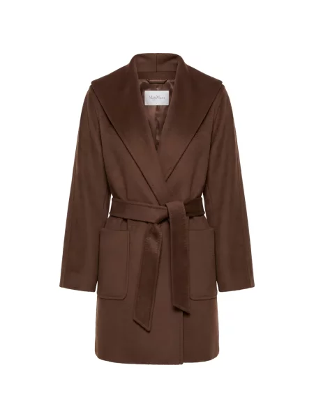 Cu centură palton Max Mara cu glugă maro