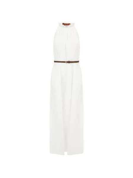 Cu centură rochie maxi Max Mara cu gât halter alb