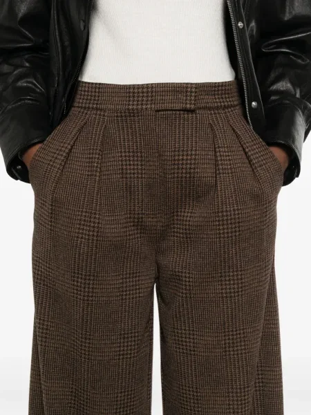 Pantaloni Max Mara în carouri plisate maro