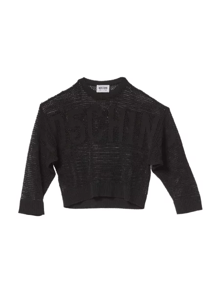Sweter Moschino z siateczką z siateczki z logo czarny