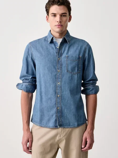 United Colors of Benetton cămașă pentru bărbați din denim albastru