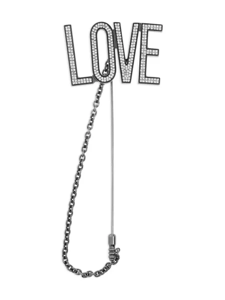 Brosa Moschino de cristal argintiu