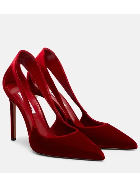 Pantofi cu toc Aquazzura de catifea roșu