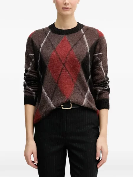 Pulover Sisley tricotate cu model argyle maro