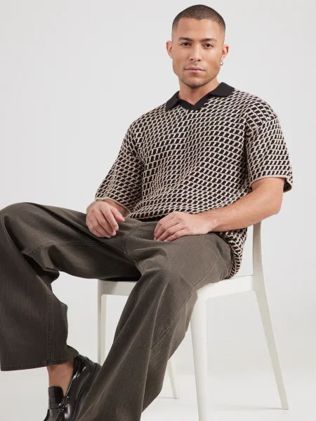 JACK & JONES Pulóver JJHUDSON ekrü fekete