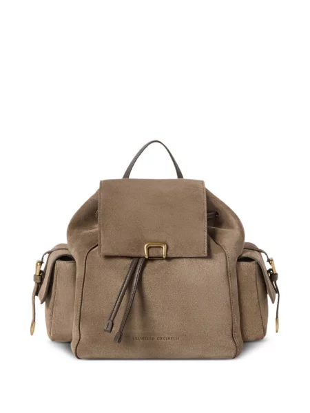 Rucsac Brunello Cucinelli din piele de căprioară