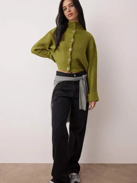 Trendyol Geacă tricotată măr verde