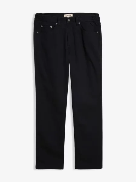 Spodnie ze stretchem o kroju classic fit z elastyczną gumką w talii prosta nogawka czarne