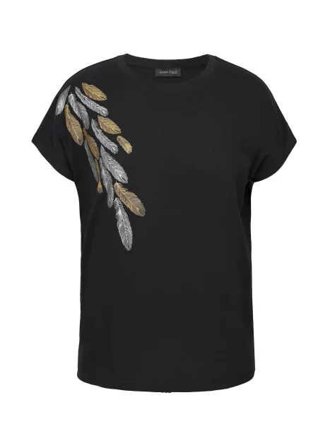 Anna Field Tricou FEATHER auriu argintiu negru