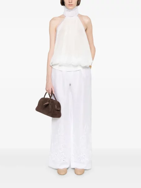 Pantaloni Ermanno Scervino cu broderie alb