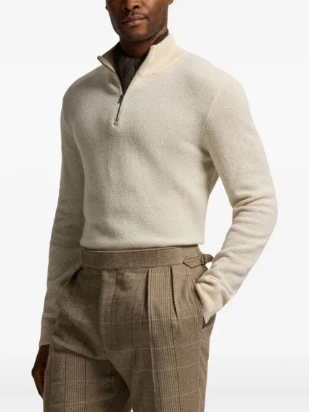 Μισό φερμουάρ πουλόβερ Ralph Lauren Purple Label κασμίρ μωβ