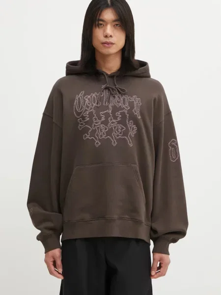 Dukserica Carhartt WIP Hooded Hackwork Sweat smeđa s kapuljačom bez uzorka ružičasta