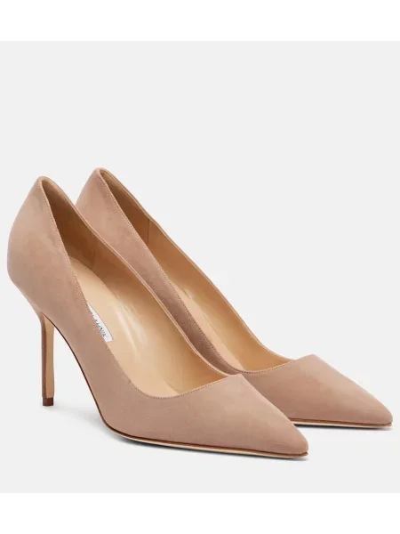Pantofi cu toc Manolo Blahnik din piele de căprioară maro