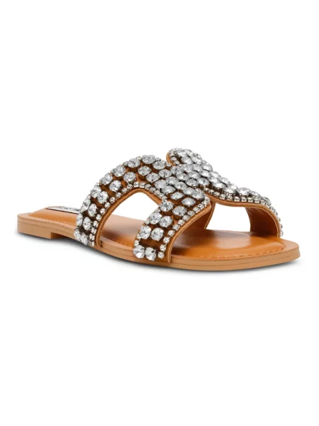 Klapki Steve Madden skórzane beżowe