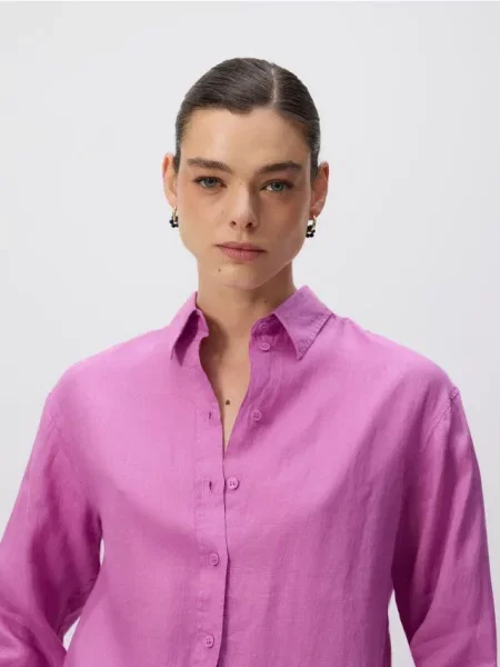 Reserved Cămașă din in violet-orhidee violet