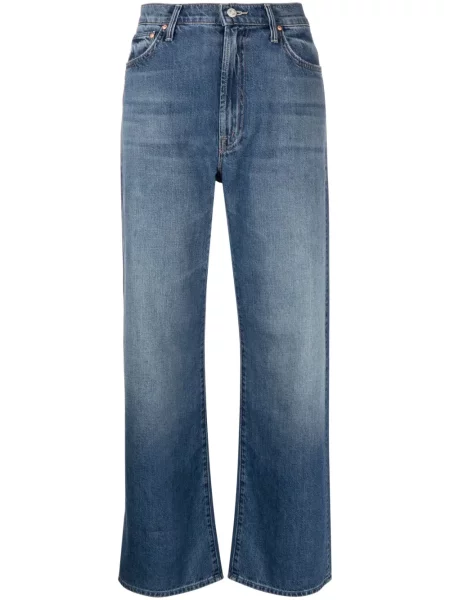 Proste jeansy Mother o krotszym kroju niebieskie