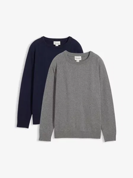 Sweter z cienkiej dzianiny z czystej bawełny zestaw 2 szt. szary