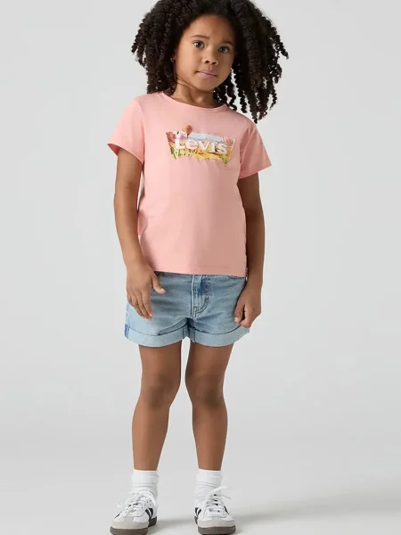 Levi's riflové kraťasy MINI MOM SHORT W EMBROIDER modré