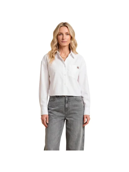 Puplin cropped denim ruha Calvin Klein fehér