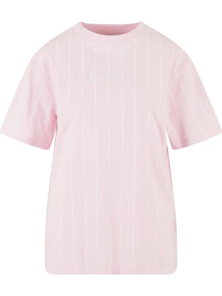 Karl Kani Tricou Signature Pinstripe Os roz pastel alb