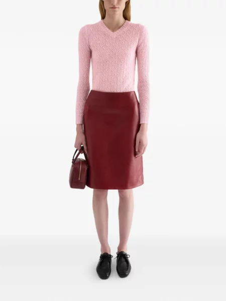 Pulover Jil Sander cu decolteu în V roz