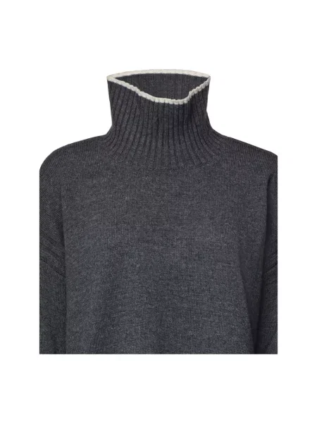 Lniany sweter z golfem Pinko szary