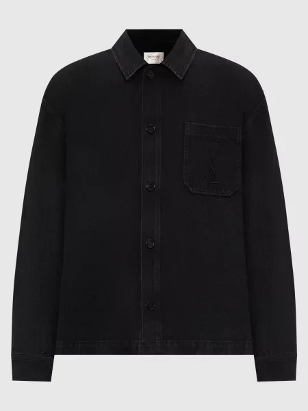 Джинсова куртка з вишивкою Saint Laurent чорна