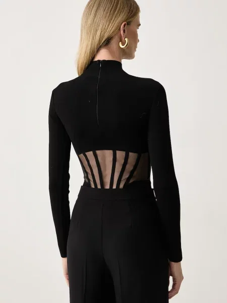 Elisabetta Franchi body z wiskozą czarny