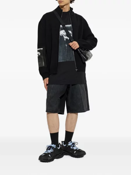 Πλεκτή ζακέτα Balenciaga με αυτόγραφο μαύρο