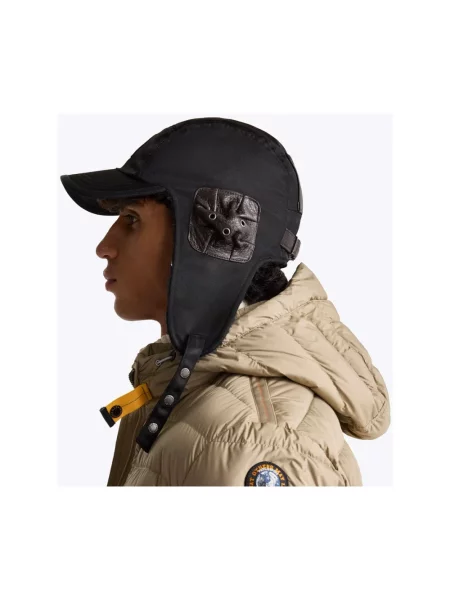 Czapka z daszkiem Parajumpers skórzana czarna