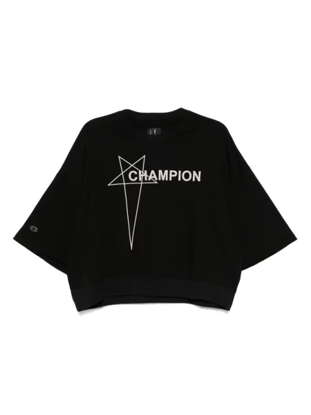 Marškinėliai Rick Owens X Champion juoda