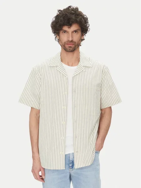 Calvin Klein Jeans koszulka z krótkim rękawem Mężczyźni Regular Fit biały|szary w paski S beżowy