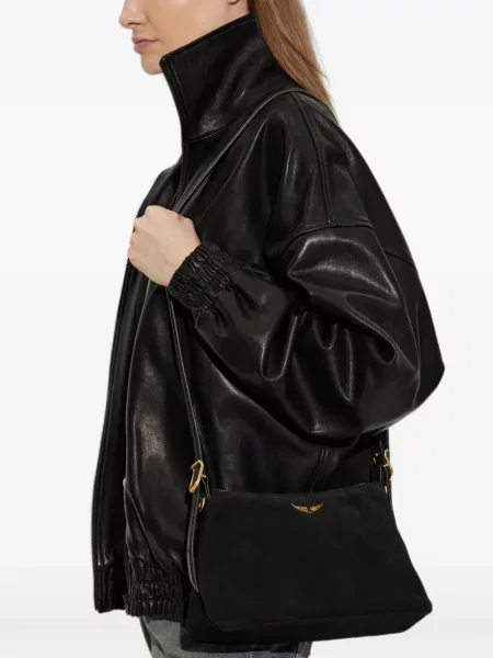 Велурена чанта Zadig&voltaire с автограф черно