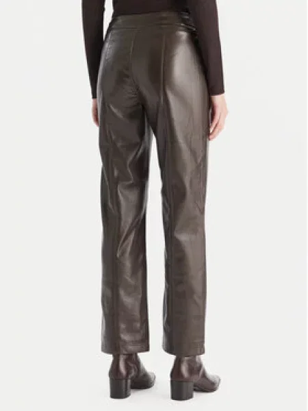 Vero Moda Dirbtinės odos kelnės Vips Straight Fit ruda