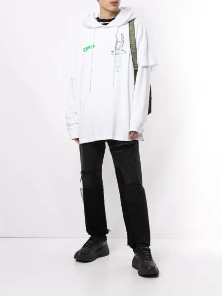 Džinsai Off-white su įbrėžimais