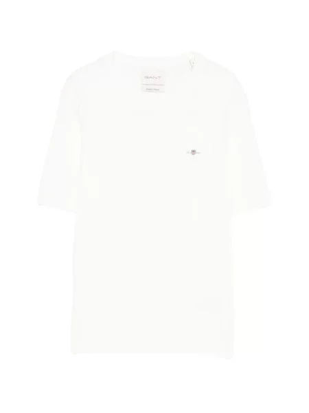 Tricou Gant scurt cu nervuri alb