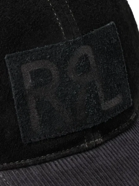 Șapcă Ralph Lauren Rrl din piele de căprioară negru