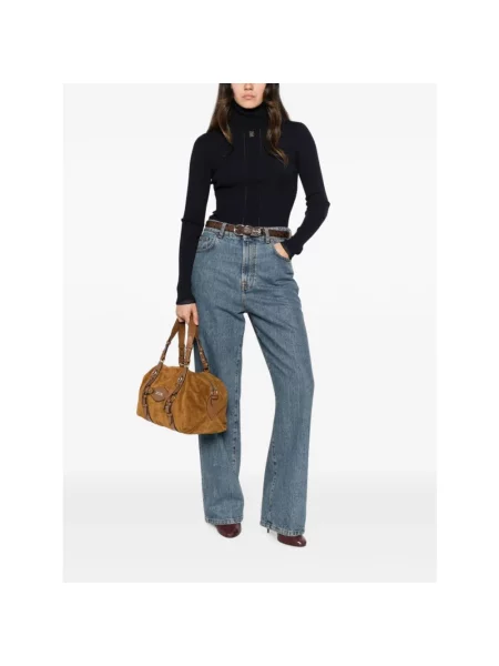 Sweter z golfem Elisabetta Franchi niebieski